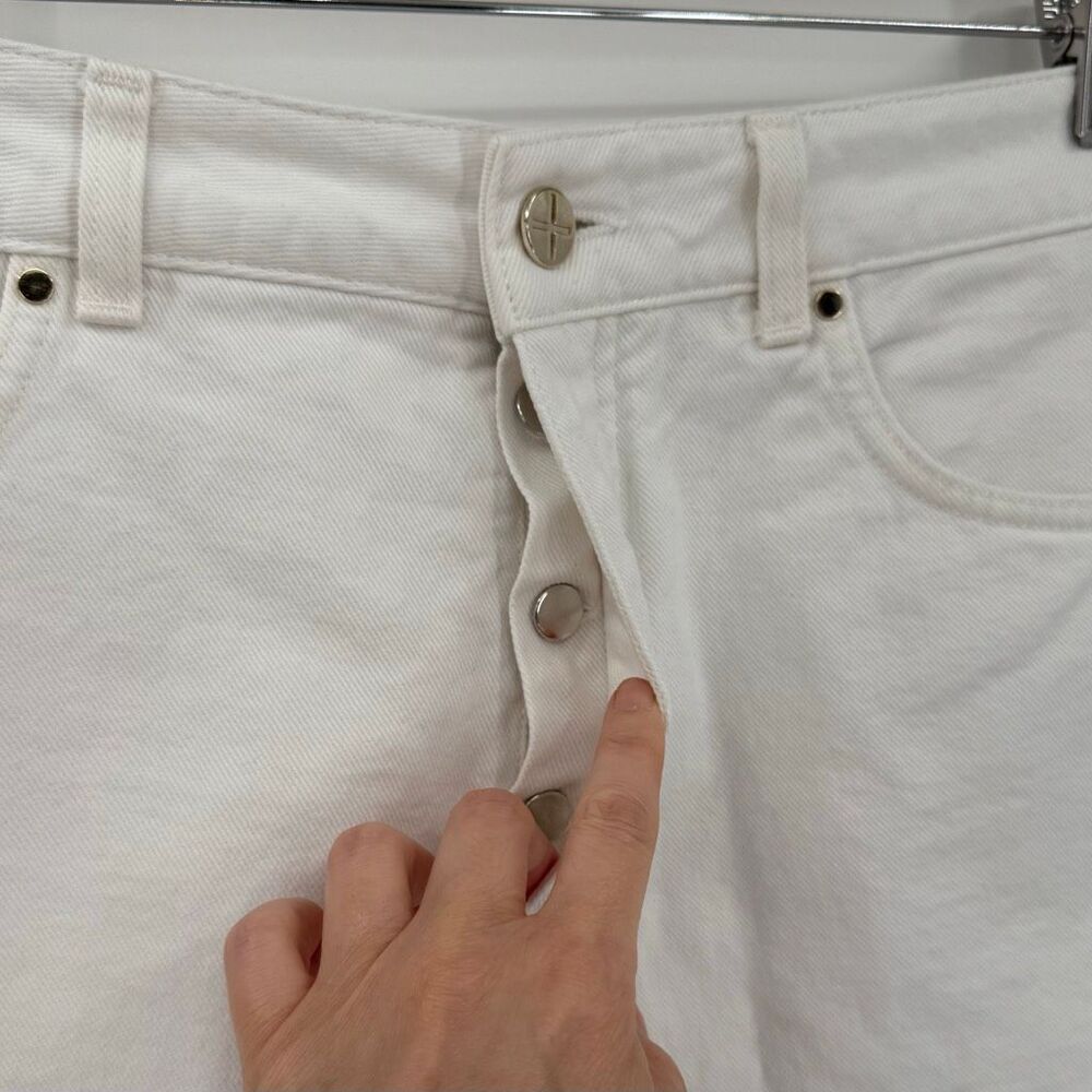 ME+EM A-Line Frayed Denim Shorts High Rise 100% Cotton Women Size 30 White - Picture 2 of 9